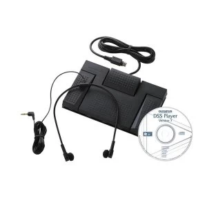 Image of Olympus AS 2400 Digital Transcription Kit Includes RS 28 Footswitch E 102 Headset and DSS Software