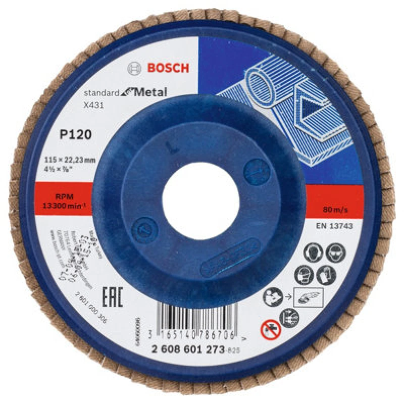Image of Bosch X431 Standard for Metal Flap Disc 2608601273 Diameter: 115mm