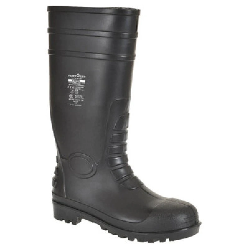 Image of Portwest Total S5 Safety Wellington Boots FW95BKR44 Colour: Black
