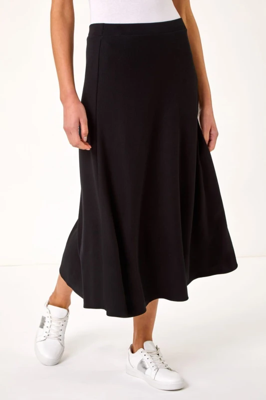 Image of Roman A-Line Pull On Stretch Skirt Black