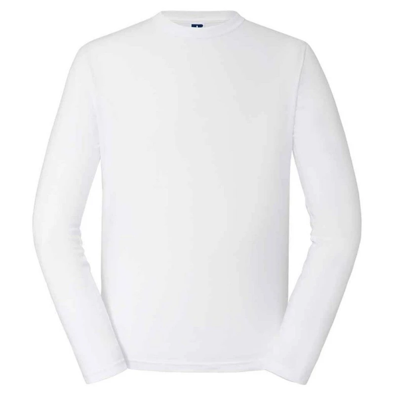 Image of Russell Mens Classic Long-Sleeved T-Shirt in White Size: Small White Male S