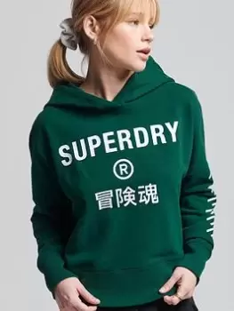 Image of Superdry Code Core Sport Hoodie - Green, Size 10, Women
