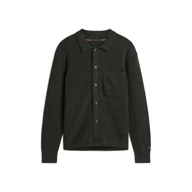 Image of Tommy Hilfiger Mens Rib Button Cardigan Cardigans S Grey 32301902350