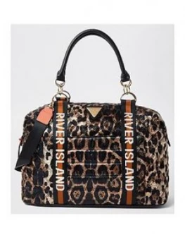 Image of River Island Leopard Quilted Holdall Bag