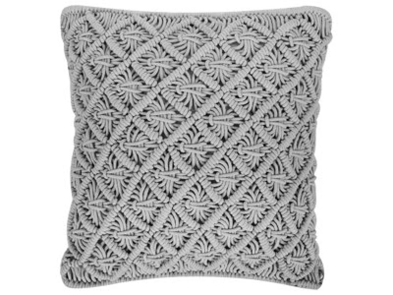 Image of Beliani Throw Cushion Kizkalesi Cotton 45 X 40 Cm Grey Geometric Pattern