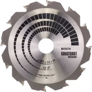 Image of Bosch Construct Wood Cutting Saw Blade 180mm 12T 20mm