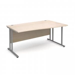 Image of Maestro 25 SL Right Hand Wave Desk 1600mm - Silver Cantilever Frame m
