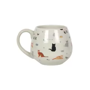 Image of Cat Print Rounded Ceramic Mug