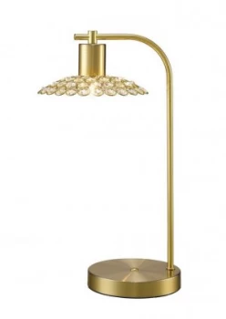 Image of 1 Light Table Lamp Satin Brass, Crystal