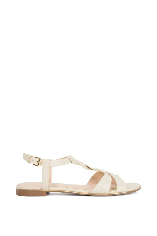 Image of Dune London Womens 'Lylar' Leather Sandals in Ecru Size: 7 Ecru Female 7