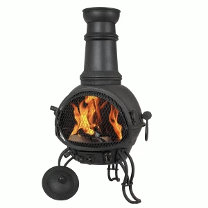 Image of La Hacienda Murcia Steel Chiminea with Grill - Medium