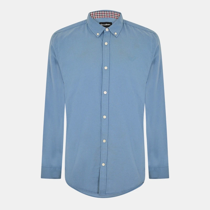 Image of Threadbare Mens Beaconsfield Long-Sleeve Oxford Shirt Navy/Denim male Small
