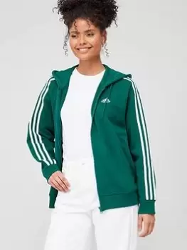 Image of adidas Sportswear Essentials 3-stripes French Terry Oversized Full-zip Hoodie - Green, Size XS, Women
