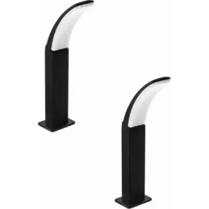 Image of 2 pack IP44 Outdoor Pedestal Light Black Aluminium 11W LED Wall Post Lamp
