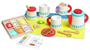 Image of Melissa Doug Wooden Steep Serve Tea Set.