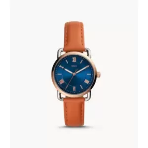 Image of Fossil Womens Copeland Three-Hand Tan Leather Watch - Brown