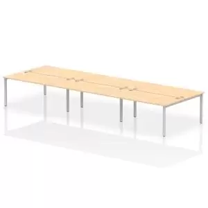 Image of Impulse Bench B2B 6 Person 1600 Silver Frame Office Bench Desk Maple