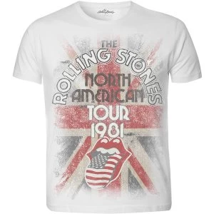 Image of The Rolling Stones - North American Tour 1981 Unisex Large T-Shirt - White,Sublimated