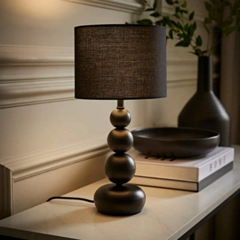 Image of ValueLights Marissa Stacked Ball Table Lamp Light Black
