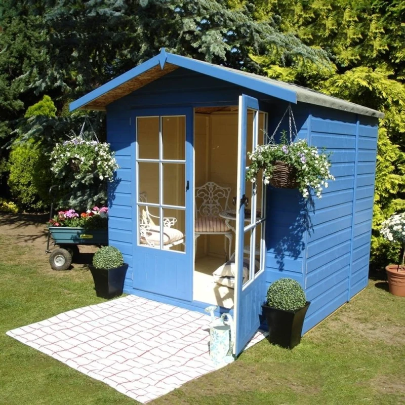 Image of Shires Lumley Shiplap Summerhouse Garden Sun Room Approx 7 x 5 Feet in Blue Blue Unisex