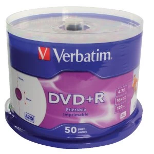 Image of Verbatim Dvdr 16x Wide Printable 50pk