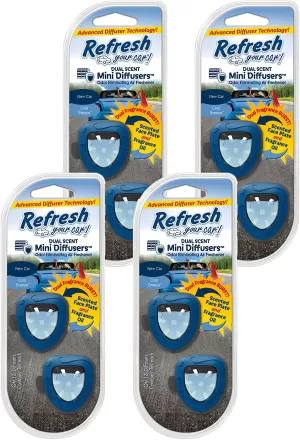 Image of New Car & Cool Breeze Pack Of 12 Refresh Mini Diffuser