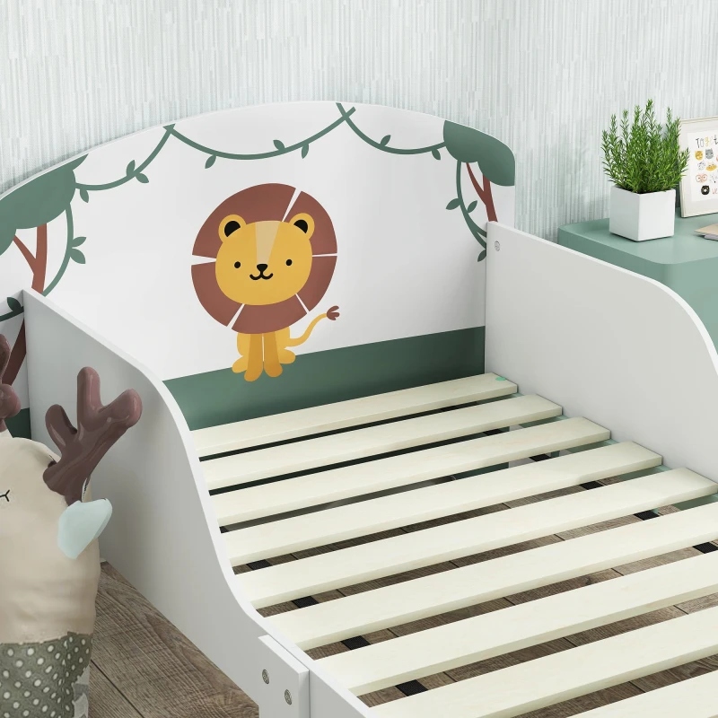 Image of AIYAPLAY Toddler Bed, Lion-Themed Kids Bed Frame with Storage, Green 313-024V80GN