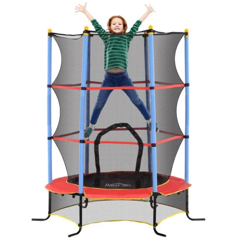Image of HOMCOM Trampoline for Kids w/Enclosure Net Built-in Zipper 3-10 Year Blue