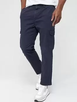 Image of BOSS Taber Taper Fit Cargo Trousers - Dark Blue, Dark Blue, Size 32, Inside Leg Regular, Men
