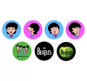 Image of The Beatles - Cartoon Beatles Pin Badge Set