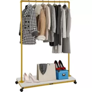 Image of Clothing Garment Rack, 100 x 36 x 150 cm, Heavy-duty Clothes Rack w/ Bottom Shelf, 4 Swivel Casters, Sturdy Steel Frame, Rolling Clothes Organizer