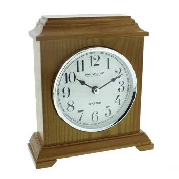 Image of WILLIAM WIDDOP Wooden Carriage Mantel Clock - Oak
