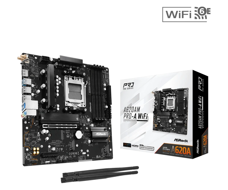 Image of ASRock A620AM Pro-A WIFI AMD A620A DDR5 AM5 Micro-ATX Motherboard