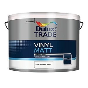 Image of Dulux Trade Vinyl Matt Emulsion Paint - Pure Brilliant White 10L