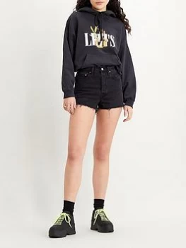 Image of Levis Ribcage Frayed Hem Denim Short - Black, Size 30, Women