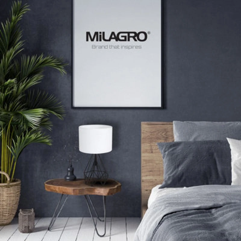 Image of Milagro Triangolo Table Or Floor Lamp Stylish Hand Made Industrial Chic Matt Black With Delicate White Fabric Shade