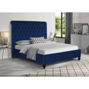 Image of Fiona Upholstered Beds - Plush Velvet, Small Double Size Frame, Blue - Blue