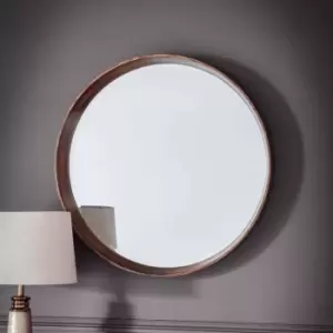 Image of Sutton Round Mirror Walnut 74cm Brown