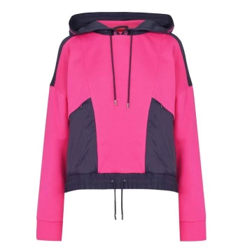 Image of Hugo Boss Crop Tape Logo Pullover Hoodie Bright Pink Size L Men