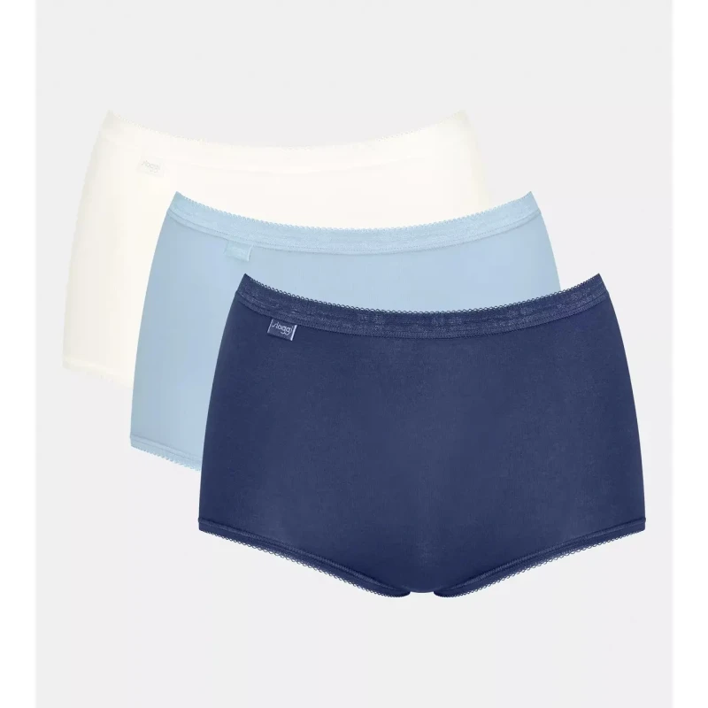 Image of Sloggi Womens Basic+ Maxi 3 Pack Briefs in Blue Size: 26 Blue Female 26