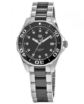Image of Tag Heuer Aquaracer Lady 300M 35MM Black Ceramic & Steel Diamond Dial Womens Watch WAY131C.BA0913 WAY131C.BA0913