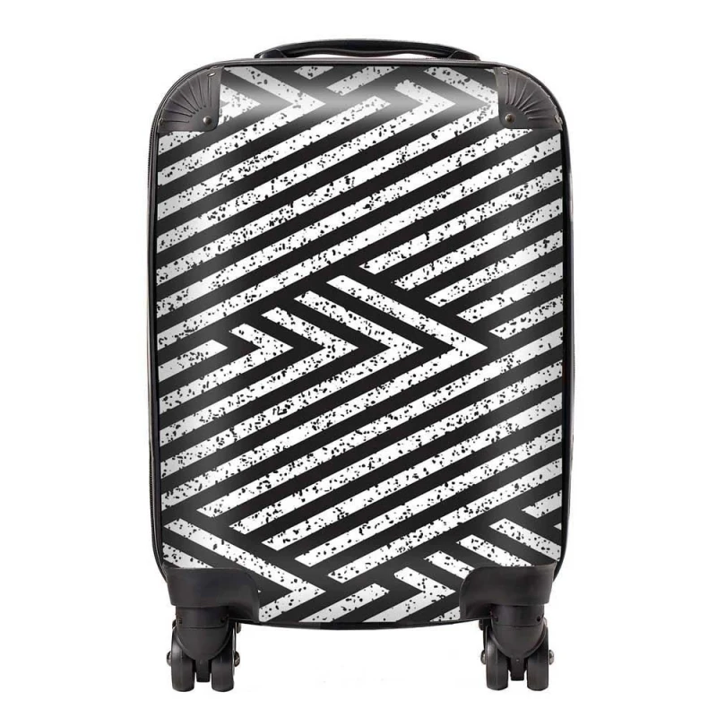 Image of Warren Reed - Designer Oblique Black Grunge Pattern Suitcase Size: Medium Black Unisex Medium