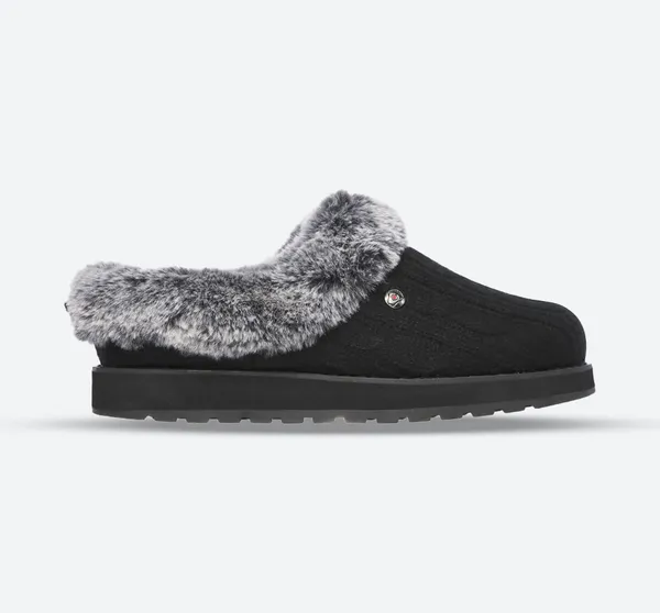 Image of Skechers Womens/Ladies Keepsakes - Ice Angel Fluffy Trim Mule Slippers UK Size 3 (EU 36, US 6) Charcoal SKE502-CCL-3