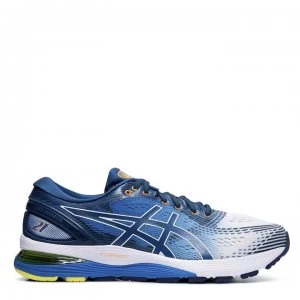 Image of Asics Gel Nimbus 21 Mens Running Shoes - White/Blue