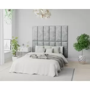 Image of EasyMount Wall Mounted Upholstered Panels, Modular diy Headboard in Distressed Velvet Fabric, Platinum (Pack of 2) - Aspire