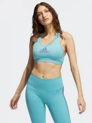 Image of adidas Dont Rest Alphaskin Bra, Green/White, Size S, Women