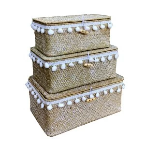 Image of Set Of Three Nesting Pom Pom Baskets