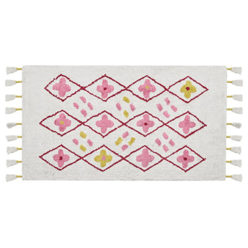 Image of Beliani Kids Rug Cavus White 80 X 150 Cm Cotton