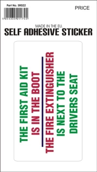Image of Outdoor Vinyl Sticker White First Aid Kit In Boot CASTLE PROMOTIONS V354