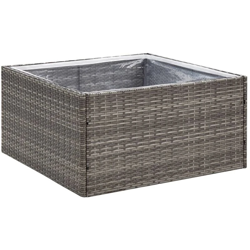 Image of vidaXL Garden Planter Grey 80x80x40cm Poly Rattan, Grey 319175
